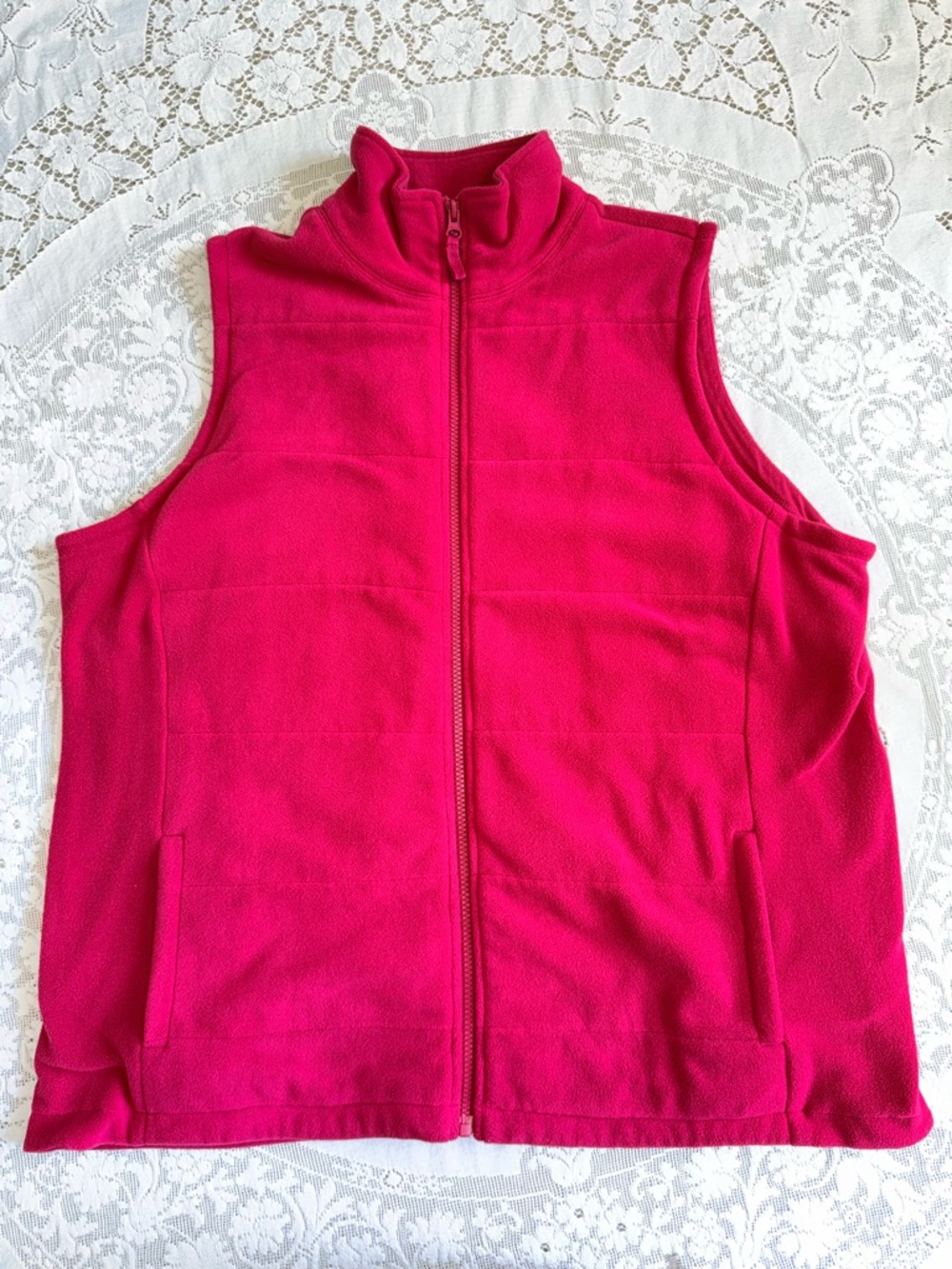 Lands' End Women’s Magenta Fleece Full-Zip Vest - Plus Size 1X (16W-18W)